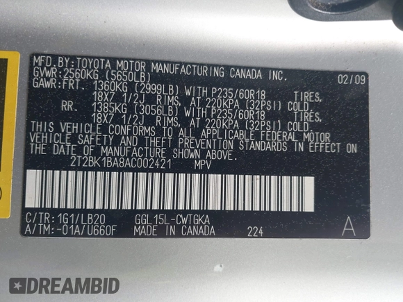 ✅ 2010 Lexus RX 350 • VIN: 2T2BK1BA8AC002421 • Лот: 44843868. Опубліковано раніше на IAAI з пробігом 262 698 миль. Безкоштовний доступ до архіву аукціонних продажів зі США та докладний звіт про історію автомобіля на DreamBid. Зображення 9.