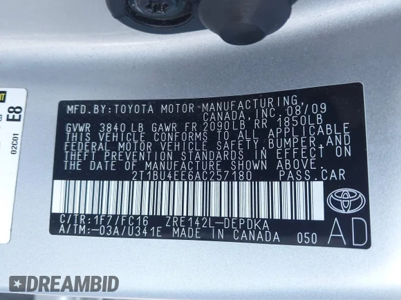 ✅ 2010 Toyota Corolla S • VIN: 2T1BU4EE6AC257180 • Лот: 44616945. Опубликован ранее на IAAI с пробегом 144 436 миль. Бесплатный доступ к архиву аукционных продаж из США и подробный отчёт об истории автомобиля на DreamBid. Изображение 9.