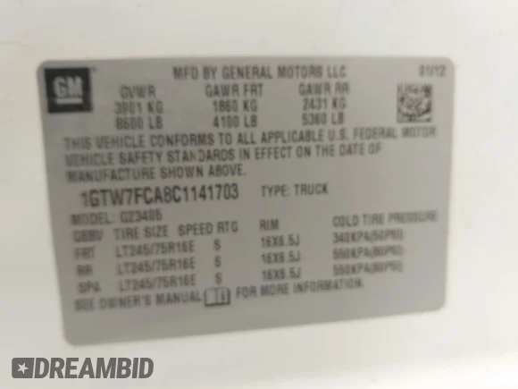 ✅ 2012 GMC Savana Cargo • VIN: 1GTW7FCA8C1141703 • Lot: 42926918. Wystawiony na IAAI z przebiegiem 253 420 mil. Bezpłatny archiwum sprzedaży aukcyjnych z USA i szczegółowy raport historii pojazdu na DreamBid. Zdjęcie 9.