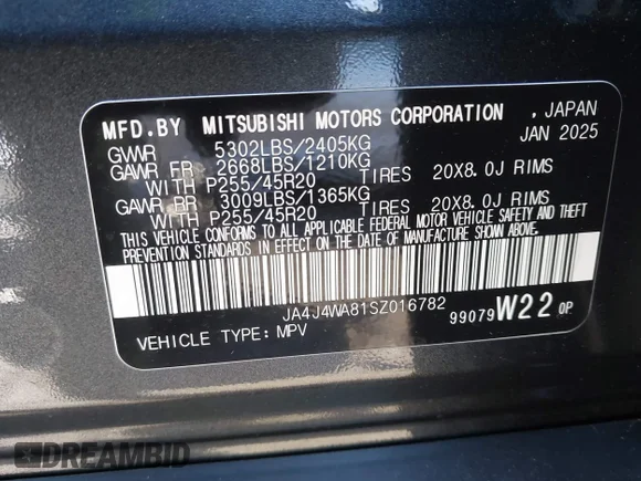 ✅ 2025 Mitsubishi Outlander SEL • VIN: JA4J4WA81SZ016782 • Lot: 43954775. Wystawiony na IAAI z przebiegiem 5 733 mil. Bezpłatny archiwum sprzedaży aukcyjnych z USA i szczegółowy raport historii pojazdu na DreamBid. Zdjęcie 9.