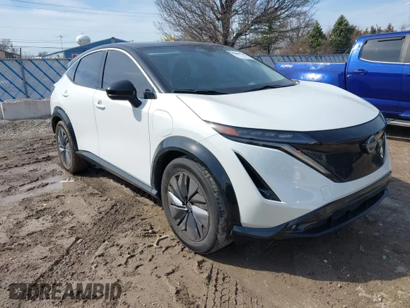 ✅ 2023 Nissan ARIYA Evolve+ • VIN: JN1BF0BA0PM411398 • Lot: 44651691. Listed on IAAI with 23,370 mi. Free auction sales archive from the USA and detailed vehicle history report at DreamBid. Image 1.
