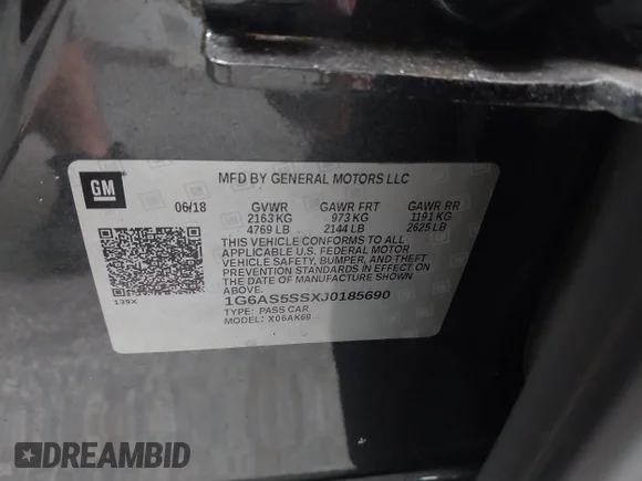 ✅ 2018 Cadillac CTS Premium Luxury RWD • VIN: 1G6AS5SSXJ0185690 • Лот: 43087951. Опубліковано раніше на IAAI з пробігом 83 956 миль. Безкоштовний доступ до архіву аукціонних продажів зі США та докладний звіт про історію автомобіля на DreamBid. Зображення 9.