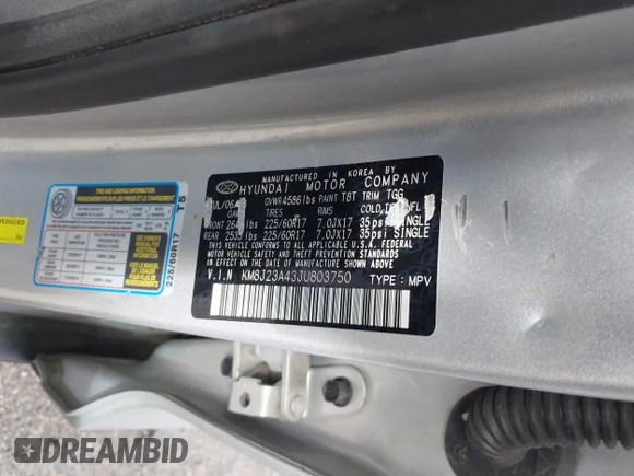 ✅ 2018 Hyundai Tucson SE • VIN: KM8J23A43JU803750 • Lot: 44755080. Wystawiony na IAAI z przebiegiem 166 670 mil. Bezpłatny archiwum sprzedaży aukcyjnych z USA i szczegółowy raport historii pojazdu na DreamBid. Zdjęcie 9.