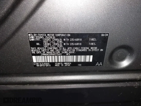 ✅ 2024 Toyota bZ4X Limited • VIN: JTMABACA9RA073643 • Lot: 44338994. Wystawiony na IAAI z przebiegiem 24 081 mil. Bezpłatny archiwum sprzedaży aukcyjnych z USA i szczegółowy raport historii pojazdu na DreamBid. Zdjęcie 9.