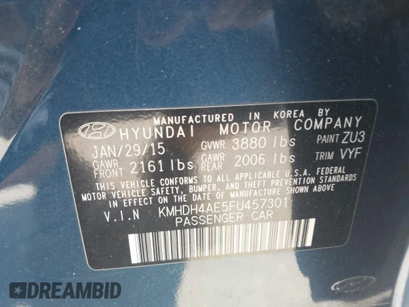 ✅ 2015 Hyundai Elantra Limited • VIN: KMHDH4AE5FU457301 • Lot: 43106048. Wystawiony na IAAI z przebiegiem 77 040 mil. Bezpłatny archiwum sprzedaży aukcyjnych z USA i szczegółowy raport historii pojazdu na DreamBid. Zdjęcie 9.