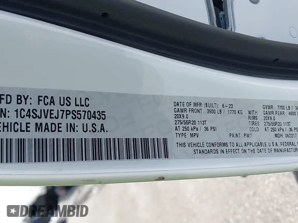 ✅ 2023 Jeep Grand Wagoneer • VIN: 1C4SJVEJ7PS570435 • Lot: 42289466. Wystawiony na IAAI z przebiegiem Nie podano. Bezpłatny archiwum sprzedaży aukcyjnych z USA i szczegółowy raport historii pojazdu na DreamBid. Zdjęcie 9.