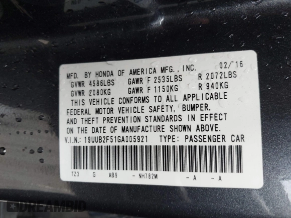 ✅ 2016 Acura TLX Technology • VIN: 19UUB2F51GA005921 • Lot: 42697686. Wystawiony na IAAI z przebiegiem 91 688 mil. Bezpłatny archiwum sprzedaży aukcyjnych z USA i szczegółowy raport historii pojazdu na DreamBid. Zdjęcie 9.