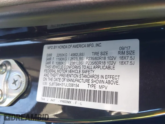 ✅ 2018 Acura RDX • VIN: 5J8TB4H31JL008154 • Lot: 43926195. Wystawiony na IAAI z przebiegiem 93 118 mil. Bezpłatny archiwum sprzedaży aukcyjnych z USA i szczegółowy raport historii pojazdu na DreamBid. Zdjęcie 9.