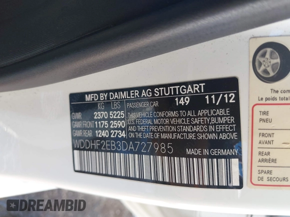 ✅ 2013 Mercedes-Benz E 350 Sport • VIN: WDDHF2EB3DA727985 • Lot: 44220002. Wystawiony na IAAI z przebiegiem 176 500 mil. Bezpłatny archiwum sprzedaży aukcyjnych z USA i szczegółowy raport historii pojazdu na DreamBid. Zdjęcie 9.