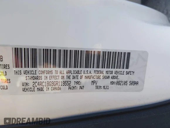 ✅ 2016 Chrysler Town & Country Touring • VIN: 2C4RC1BG9GR119552 • Lot: 45088329. Listed on IAAI with 90,428 mi. Free auction sales archive from the USA and detailed vehicle history report at DreamBid. Image 9.