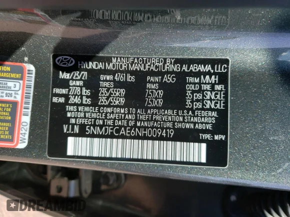 ✅ 2022 Hyundai Tucson SEL • VIN: 5NMJFCAE6NH009419 • Лот: 46217123. Опубликован ранее на Copart с пробегом 39 797 миль. Бесплатный доступ к архиву аукционных продаж из США и подробный отчёт об истории автомобиля на DreamBid. Изображение 13.