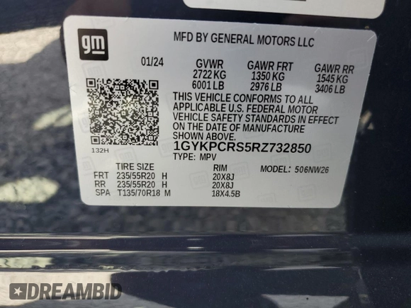 ✅ 2024 Cadillac XT6 FWD Premium Luxury • VIN: 1GYKPCRS5RZ732850 • Лот: 80002184. Опубликован ранее на Copart с пробегом 3 518 миль. Бесплатный доступ к архиву аукционных продаж из США и подробный отчёт об истории автомобиля на DreamBid. Изображение 16.