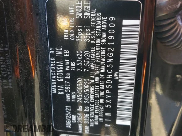 ✅ 2022 Kia Telluride SX • VIN: 5XYP5DHC5NG219009 • Lot: 75740424. Wystawiony na Copart z przebiegiem 48 808 mil. Bezpłatny archiwum sprzedaży aukcyjnych z USA i szczegółowy raport historii pojazdu na DreamBid. Zdjęcie 13.