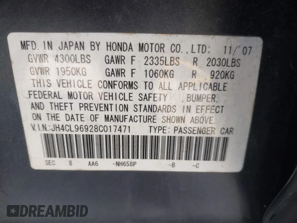 ✅ 2008 Acura TSX Nav • VIN: JH4CL96928C017471 • Лот: 42723383. Опубликован ранее на IAAI с пробегом 168 508 миль. Бесплатный доступ к архиву аукционных продаж из США и подробный отчёт об истории автомобиля на DreamBid. Изображение 9.