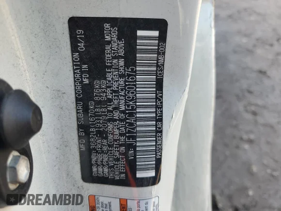 ✅ 2019 Subaru BRZ Limited • VIN: JF1ZCAC15K9601675 • Lot: 46292365. Wystawiony na Copart z przebiegiem 75 325 mil. Bezpłatny archiwum sprzedaży aukcyjnych z USA i szczegółowy raport historii pojazdu na DreamBid. Zdjęcie 12.