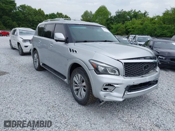 ✅ 2017 Infiniti QX80 • VIN: JN8AZ2NE6H9151298 • Lot: 44571984. Listed on IAAI with 100,494 mi. Free auction sales archive from the USA and detailed vehicle history report at DreamBid. Image 1.