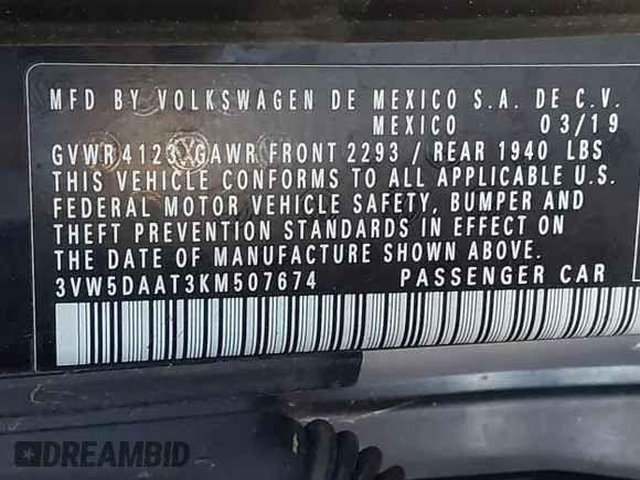 ✅ 2019 Volkswagen Beetle S • VIN: 3VW5DAAT3KM507674 • Lot: 44500226. Wystawiony na IAAI z przebiegiem 37 437 mil. Bezpłatny archiwum sprzedaży aukcyjnych z USA i szczegółowy raport historii pojazdu na DreamBid. Zdjęcie 9.