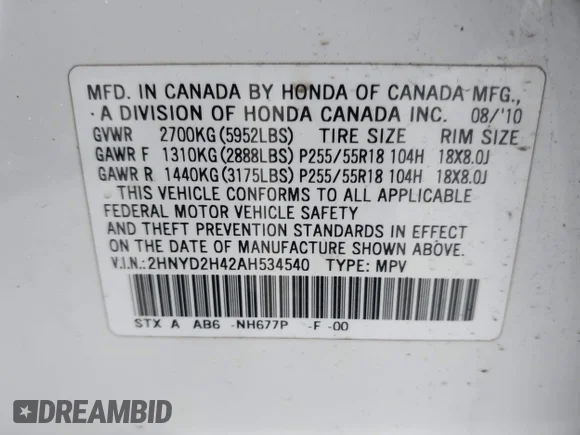 ✅ 2010 Acura MDX Technology • VIN: 2HNYD2H42AH534540 • Lot: 44543527. Wystawiony na IAAI z przebiegiem 203 504 mil. Bezpłatny archiwum sprzedaży aukcyjnych z USA i szczegółowy raport historii pojazdu na DreamBid. Zdjęcie 9.