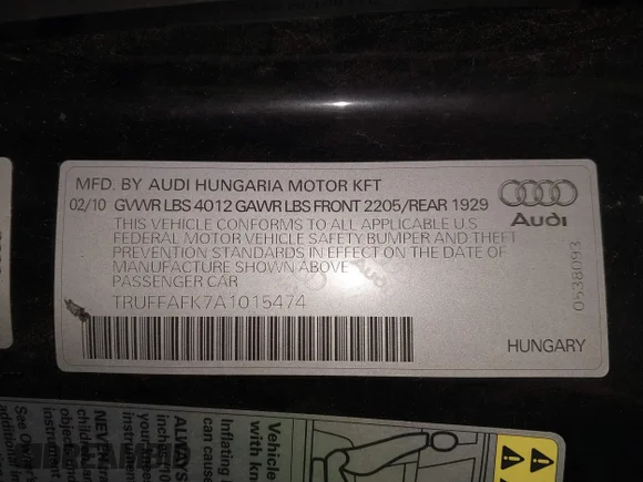 ✅ 2010 Audi TT • VIN: TRUFFAFK7A1015474 • Lot: 45493914. Wystawiony na IAAI z przebiegiem 131 430 mil. Bezpłatny archiwum sprzedaży aukcyjnych z USA i szczegółowy raport historii pojazdu na DreamBid. Zdjęcie 9.