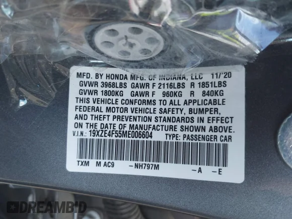 ✅ 2021 Honda Insight EX • VIN: 19XZE4F55ME006604 • Лот: 44027892. Опубліковано раніше на IAAI з пробігом 61 980 миль. Безкоштовний доступ до архіву аукціонних продажів зі США та докладний звіт про історію автомобіля на DreamBid. Зображення 9.