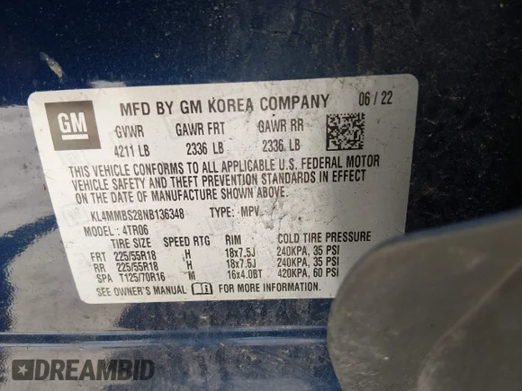 ✅ 2022 Buick Encore GX Preferred • VIN: KL4MMBS28NB136348 • Лот: 45224732. Опубліковано раніше на IAAI з пробігом 77 миль. Безкоштовний доступ до архіву аукціонних продажів зі США та докладний звіт про історію автомобіля на DreamBid. Зображення 9.