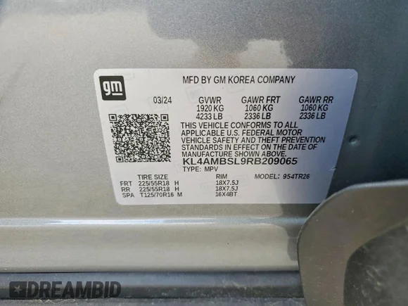 ✅ 2024 Buick Encore GX Preferred • VIN: KL4AMBSL9RB209065 • Lot: 57888556. Wystawiony na Copart z przebiegiem 4 786 mil. Bezpłatny archiwum sprzedaży aukcyjnych z USA i szczegółowy raport historii pojazdu na DreamBid. Zdjęcie 13.