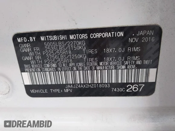 ✅ 2017 Mitsubishi Outlander GT • VIN: JA4JZ4AX2HZ018093 • Lot: 45313721. Wystawiony na IAAI z przebiegiem 85 469 mil. Bezpłatny archiwum sprzedaży aukcyjnych z USA i szczegółowy raport historii pojazdu na DreamBid. Zdjęcie 9.