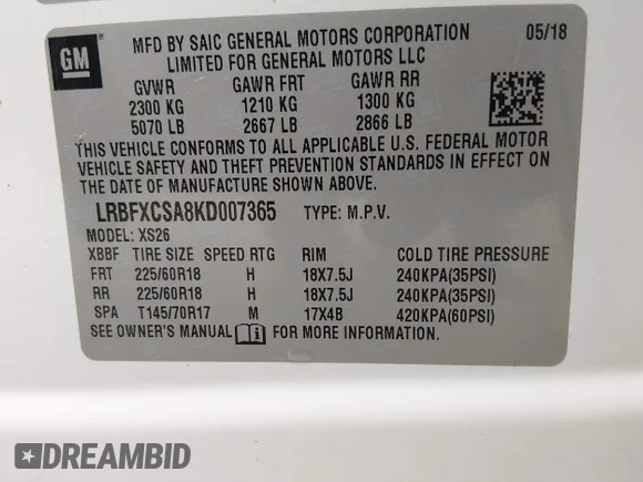 ✅ 2019 Buick Envision Essence • VIN: LRBFXCSA8KD007365 • Lot: 44490318. Listed on IAAI with 104,392 mi. Free auction sales archive from the USA and detailed vehicle history report at DreamBid. Image 9.