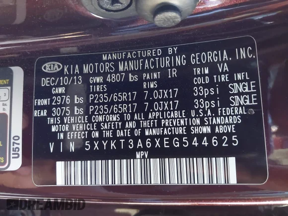 ✅ 2014 Kia Sorento LX • VIN: 5XYKT3A6XEG544625 • Lot: 44882762. Wystawiony na IAAI z przebiegiem 141 174 mil. Bezpłatny archiwum sprzedaży aukcyjnych z USA i szczegółowy raport historii pojazdu na DreamBid. Zdjęcie 9.
