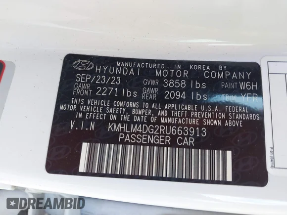 ✅ 2024 Hyundai Elantra SEL • VIN: KMHLM4DG2RU663913 • Lot: 44446433. Wystawiony na IAAI z przebiegiem 48 677 mil. Bezpłatny archiwum sprzedaży aukcyjnych z USA i szczegółowy raport historii pojazdu na DreamBid. Zdjęcie 9.