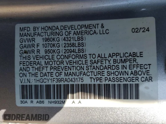 ✅ 2024 Honda Accord EX • VIN: 1HGCY1F39RA043175 • Лот: 55546066. Опубліковано раніше на Copart з пробігом 86 571 миль. Безкоштовний доступ до архіву аукціонних продажів зі США та докладний звіт про історію автомобіля на DreamBid. Зображення 12.