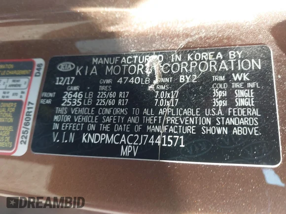 ✅ 2018 Kia Sportage LX • VIN: KNDPMCAC2J7441571 • Lot: 45025526. Wystawiony na IAAI z przebiegiem 116 611 mil. Bezpłatny archiwum sprzedaży aukcyjnych z USA i szczegółowy raport historii pojazdu na DreamBid. Zdjęcie 9.
