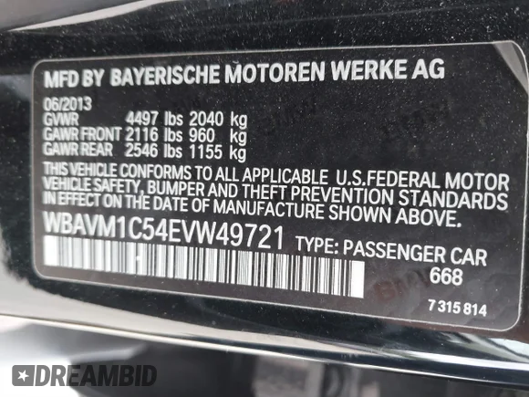 ✅ 2014 BMW X1 sDrive28i • VIN: WBAVM1C54EVW49721 • Лот: 41616207. Опубликован ранее на IAAI с пробегом 102 437 миль. Бесплатный доступ к архиву аукционных продаж из США и подробный отчёт об истории автомобиля на DreamBid. Изображение 9.