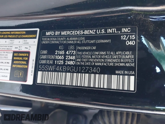 ✅ 2016 Mercedes-Benz C 300 • VIN: 55SWF4KB9GU127340 • Лот: 45225853. Опубликован ранее на IAAI с пробегом 105 800 миль. Бесплатный доступ к архиву аукционных продаж из США и подробный отчёт об истории автомобиля на DreamBid. Изображение 9.