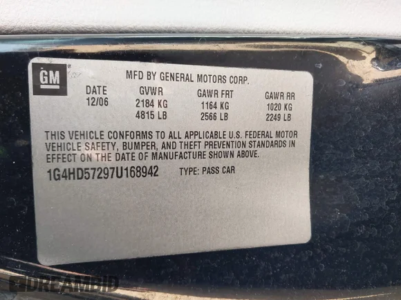 ✅ 2007 Buick Lucerne CXL • VIN: 1G4HD57297U168942 • Lot: 44677699. Wystawiony na IAAI z przebiegiem 96 982 mil. Bezpłatny archiwum sprzedaży aukcyjnych z USA i szczegółowy raport historii pojazdu na DreamBid. Zdjęcie 9.