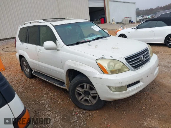 ✅ 2003 Lexus GX 470 • VIN: JTJBT20X330022908 • Лот: 43737667. Опубліковано раніше на IAAI з пробігом Не вказано. Безкоштовний доступ до архіву аукціонних продажів зі США та докладний звіт про історію автомобіля на DreamBid. Зображення 1.