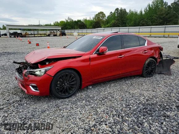 ✅ 2021 Infiniti Q50 Luxe • VIN: JN1EV7BP0MM700239 • Lot: 49540886. Listed on Copart with 92,093 mi. Free auction sales archive from the USA and detailed vehicle history report at DreamBid. Image 1.