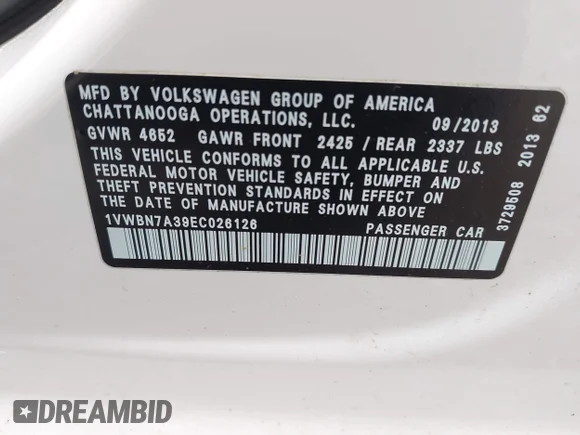 ✅ 2014 Volkswagen Passat SE • VIN: 1VWBN7A39EC026126 • Lot: 44125079. Wystawiony na IAAI z przebiegiem 119 426 mil. Bezpłatny archiwum sprzedaży aukcyjnych z USA i szczegółowy raport historii pojazdu na DreamBid. Zdjęcie 9.