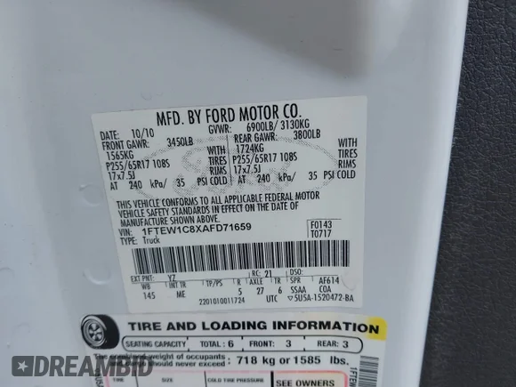 ✅ 2010 Ford F-150 XL • VIN: 1FTEW1C8XAFD71659 • Лот: 44536845. Опубліковано раніше на IAAI з пробігом 194 910 миль. Безкоштовний доступ до архіву аукціонних продажів зі США та докладний звіт про історію автомобіля на DreamBid. Зображення 9.