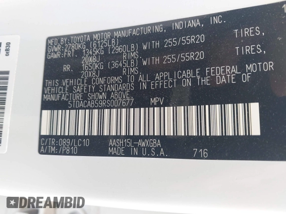 ✅ 2024 Toyota Highlander Hybrid Limited • VIN: 5TDACAB59RS007677 • Lot: 44512056. Wystawiony na IAAI z przebiegiem 28 761 mil. Bezpłatny archiwum sprzedaży aukcyjnych z USA i szczegółowy raport historii pojazdu na DreamBid. Zdjęcie 9.