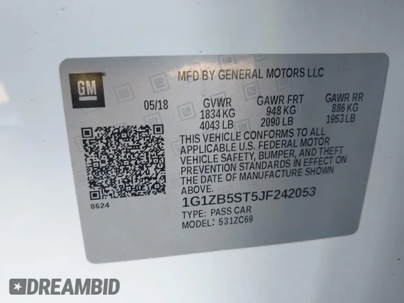 ✅ 2018 Chevrolet Malibu LS • VIN: 1G1ZB5ST5JF242053 • Lot: 44323697. Wystawiony na IAAI z przebiegiem 117 388 mil. Bezpłatny archiwum sprzedaży aukcyjnych z USA i szczegółowy raport historii pojazdu na DreamBid. Zdjęcie 9.
