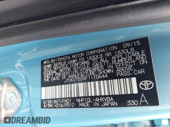 ✅ 2015 Toyota Prius Two • VIN: JTDKDTB3XF1110644 • Lot: 45483771. Wystawiony na IAAI z przebiegiem 171 210 mil. Bezpłatny archiwum sprzedaży aukcyjnych z USA i szczegółowy raport historii pojazdu na DreamBid. Zdjęcie 9.