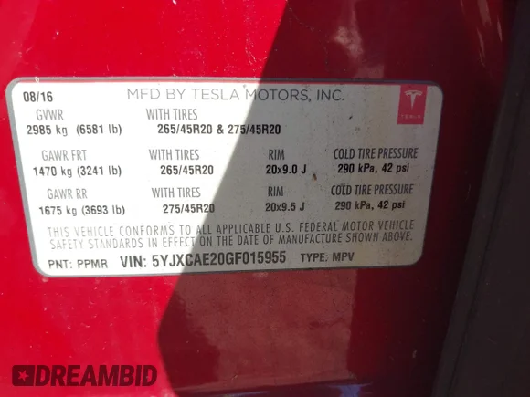 ✅ 2016 Tesla Model X 70D • VIN: 5YJXCAE20GF015955 • Лот: 43445729. Опубліковано раніше на IAAI з пробігом 75 804 миль. Безкоштовний доступ до архіву аукціонних продажів зі США та докладний звіт про історію автомобіля на DreamBid. Зображення 9.