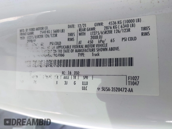 ✅ 2022 Ford F-250 Lariat • VIN: 1FT7W2BN0NEC05006 • Lot: 44233543. Wystawiony na IAAI z przebiegiem 63 129 mil. Bezpłatny archiwum sprzedaży aukcyjnych z USA i szczegółowy raport historii pojazdu na DreamBid. Zdjęcie 9.