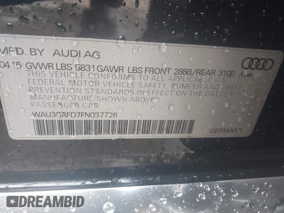 ✅ 2015 Audi A8 3.0T • VIN: WAU3GAFD7FN037726 • Lot: 41793699. Wystawiony na IAAI z przebiegiem 100 773 mil. Bezpłatny archiwum sprzedaży aukcyjnych z USA i szczegółowy raport historii pojazdu na DreamBid. Zdjęcie 9.