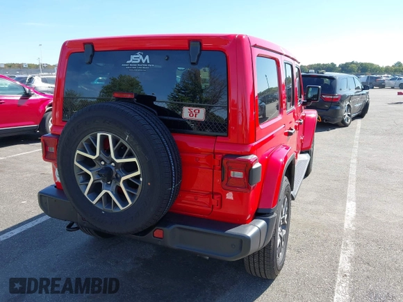✅ 2025 Jeep Wrangler Sahara • VIN: 1C4PJXEN8SW502960 • Lot: 43327216. Wystawiony na IAAI z przebiegiem 8 539 mil. Bezpłatny archiwum sprzedaży aukcyjnych z USA i szczegółowy raport historii pojazdu na DreamBid. Zdjęcie 4.