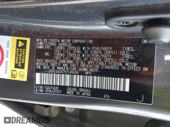 ✅ 2009 Toyota Highlander Sport • VIN: JTEES43A792149658 • Lot: 44703214. Wystawiony na IAAI z przebiegiem 166 008 mil. Bezpłatny archiwum sprzedaży aukcyjnych z USA i szczegółowy raport historii pojazdu na DreamBid. Zdjęcie 9.