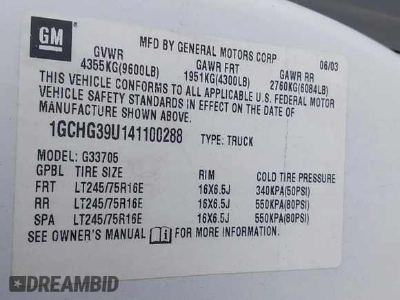 ✅ 2004 Chevrolet Express Cargo • VIN: 1GCHG39U141100288 • Лот: 43633665. Опубліковано раніше на IAAI з пробігом 201 859 миль. Безкоштовний доступ до архіву аукціонних продажів зі США та докладний звіт про історію автомобіля на DreamBid. Зображення 9.