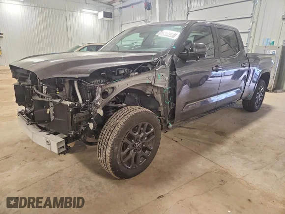 ✅ 2025 Toyota Tundra Platinum • VIN: 5TFNA5EC0SX046683 • Lot: 77560455. Listed on Copart with 6,013 mi. Free auction sales archive from the USA and detailed vehicle history report at DreamBid. Image 1.