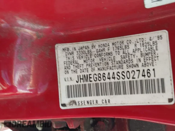 ✅ 1995 Honda Civic DX • VIN: JHMEG8644SS027461 • Лот: 42747535. Опубліковано раніше на IAAI з пробігом 79 131 миль. Безкоштовний доступ до архіву аукціонних продажів зі США та докладний звіт про історію автомобіля на DreamBid. Зображення 9.